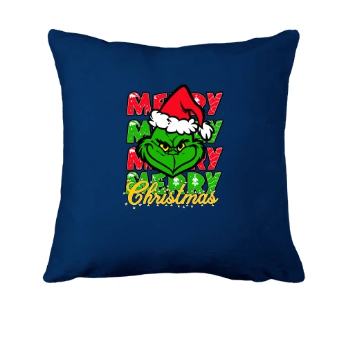 Подушка, Синій, з Грінчем "Merry merry merry"