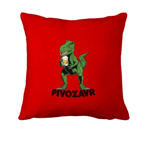 Подушка, Червоний, з динозавром та пивом "pivozavr"
