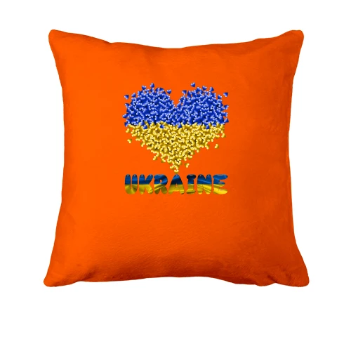 Подушка, Красный, с сердечками "Ukraine"