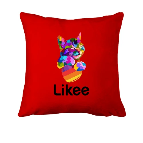 Подушка, Червоний, з котиком "Likee"