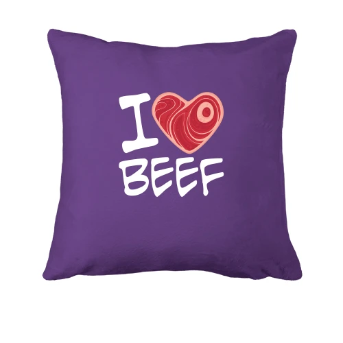 Подушка, Фиолетовый, "I love Beef"