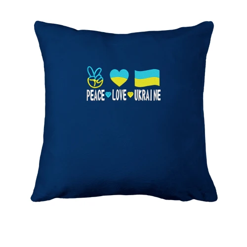 Подушка, Синий, Peace and love Ukraine