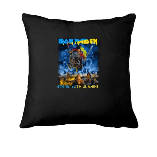 Подушка, Черный, Iron Maiden - stand with Ukraine