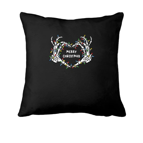 Подушка, Черный, с руками скелета"Merry Christmas"