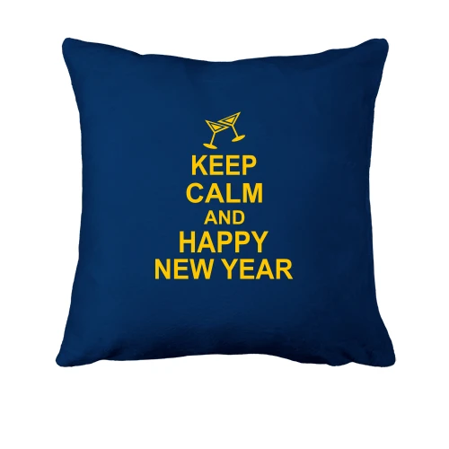 Подушка, Синій, Keep calm and Happy New Year