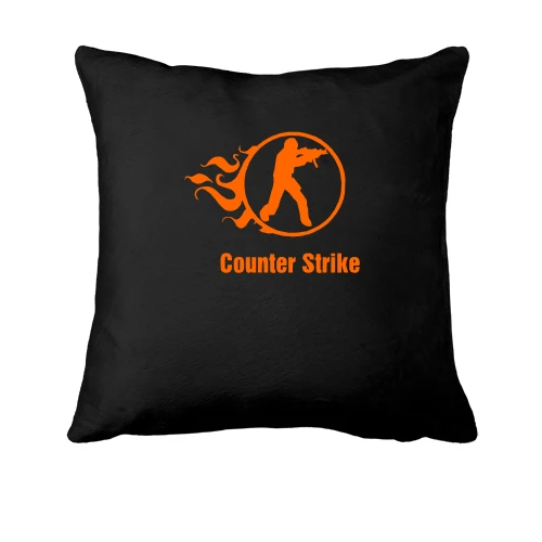 Подушка, Черный, Counter Strike со стилизованным огнем