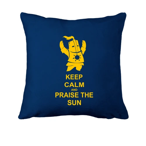 Подушка, Синий, Keep calm and praise the sun