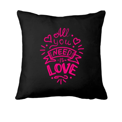 Подушка, Чорний, з написом «All you need is love»