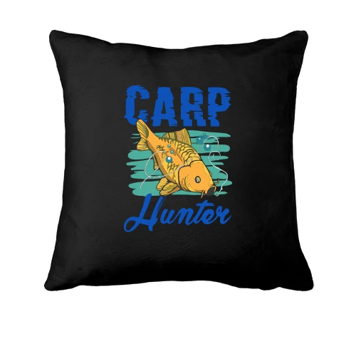 Подушка, Черный, с золотистым карпом «Carp Hunter»