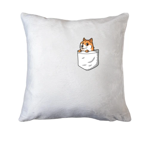 Подушка, Білий, з wow doge в кишені