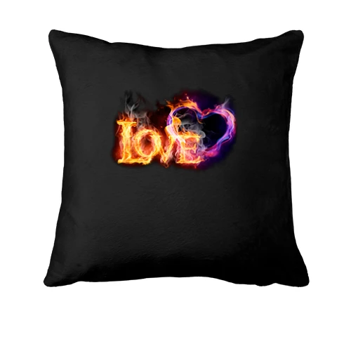 Подушка, Черный, с огненной надписью Love