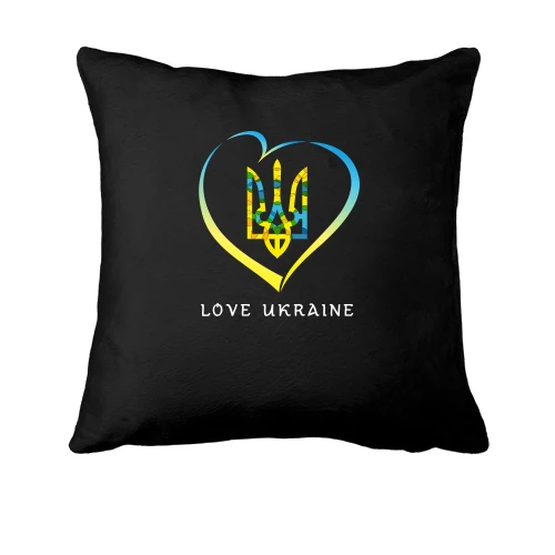 Подушка, Черный, Love Ukraine