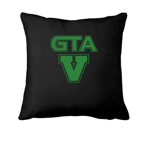 Подушка, Черный, GTA V с зелёным логотипом