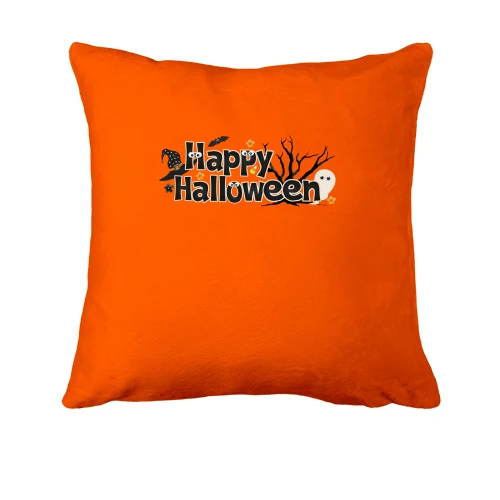 Подушка, Оранжевый, с надписью Happy Halloween (2)