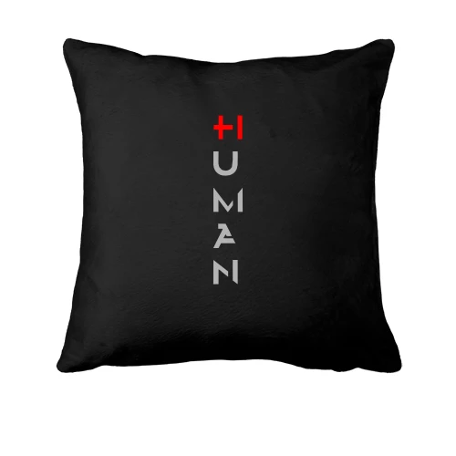 Подушка, Черный, HI HUMAN с красным плюсом