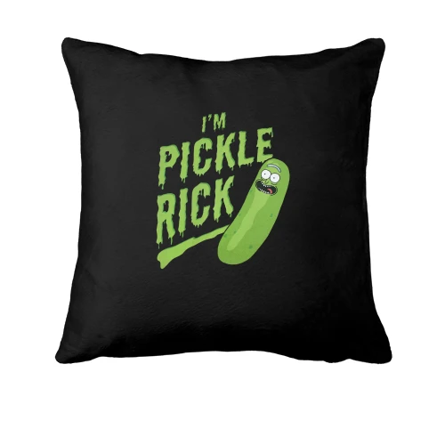Подушка, Черный, с крупной зелёной надписью «I'm Pickle Rick»