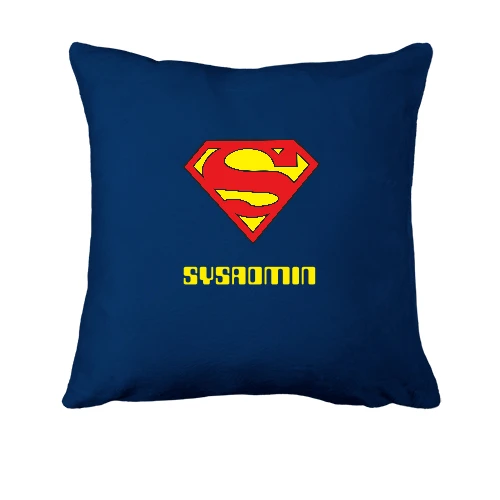 Подушка, Синий, Superman для сисадмина
