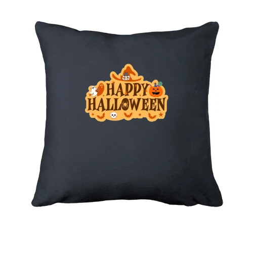 Подушка, Серый, Happy Halloween (Вывеска)