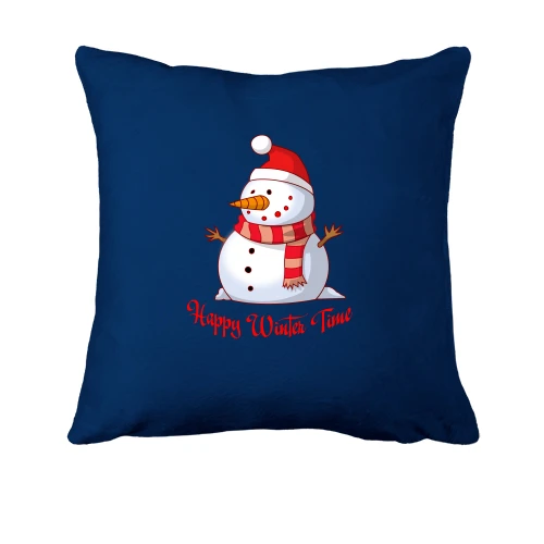 Подушка, Синий, Happy winter time
