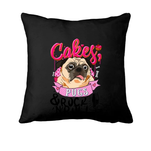 Подушка, Чорний, Cakes Pugs & Rock`n`Roll