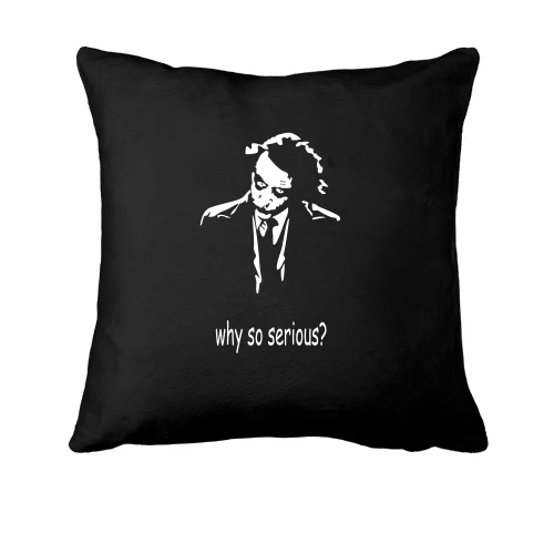 Подушка, Черный, с Джокером и надписью «Why so serious?»