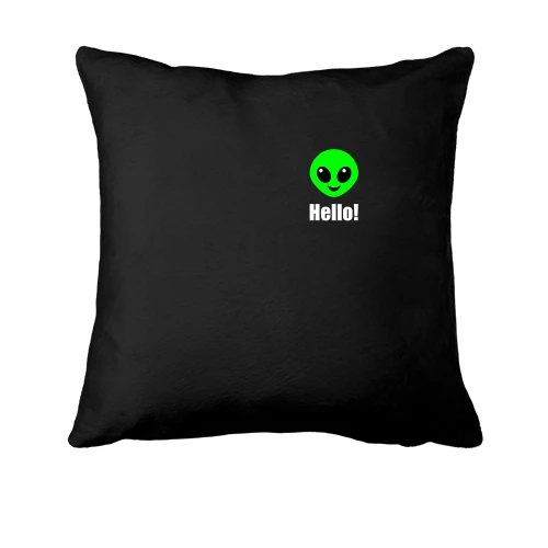 Подушка, Черный, с инопланетянином Hello!