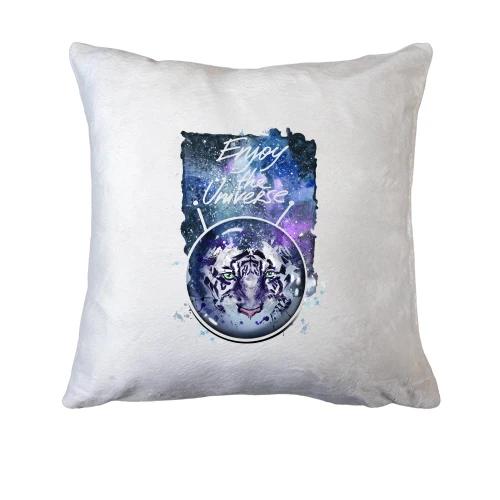 Подушка, Білий, з тигром "Enjoy the universe"