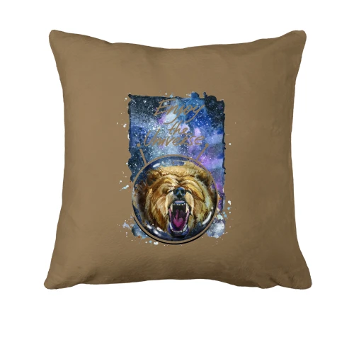 Подушка, Белый, c медведем "Enjoy the universe"