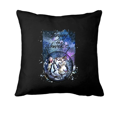 Подушка, Черный, c тигром "Enjoy the universe" (1)