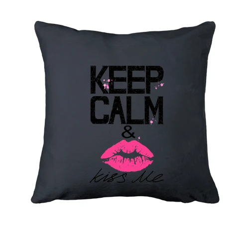 Подушка, Серый, Keep calm & kiss me