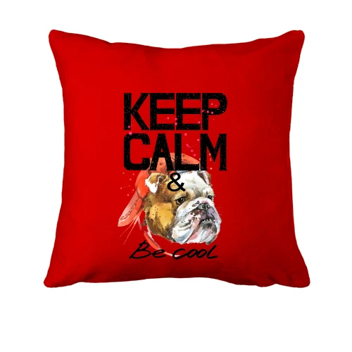 Подушка с Бульдогом "Ceep calm & be cool"