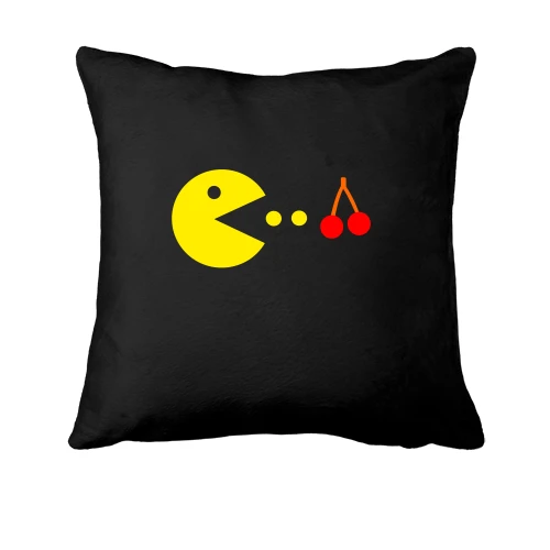 Подушка, Черный, Pacman с вишней