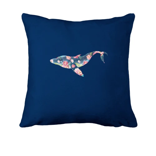Подушка, Синій, Дельфін в квітах