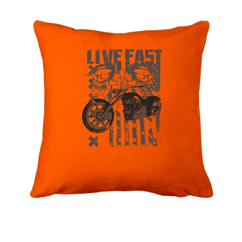 Подушка, Оранжевый, live fast