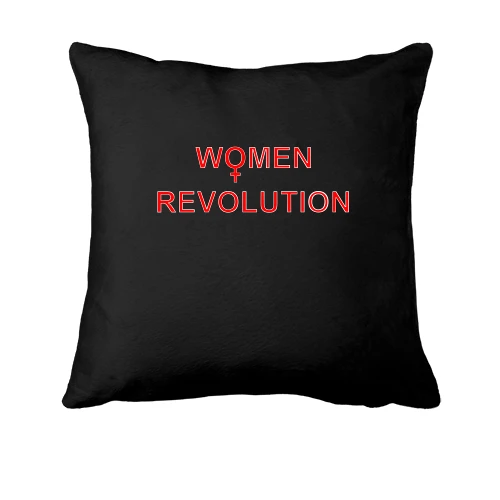 Подушка, Черный, с надписью "women revolution"
