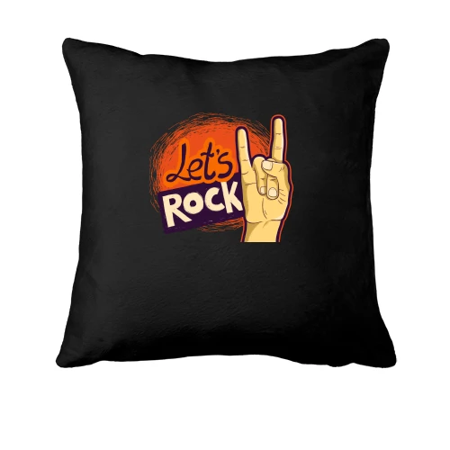 Подушка, Чорний, з написом Let`s rock