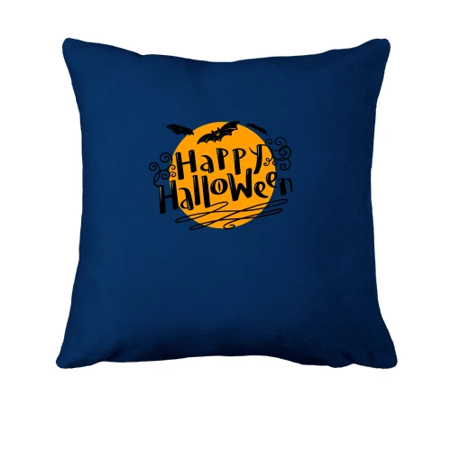 Подушка, Синий, с луной "Happy Halloween"