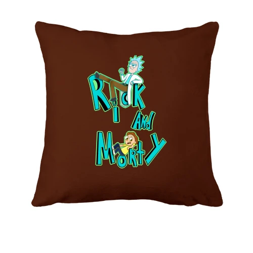 Подушка, Коричневий, Rick and Morty з персонажами в написі
