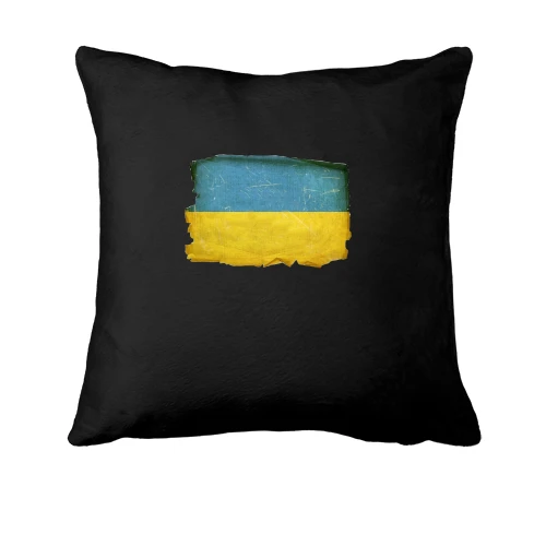 Подушка, Черный, с потрёпанным флагом