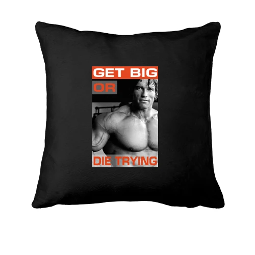 Подушка, Черный, c Арни "Get big or die trying"