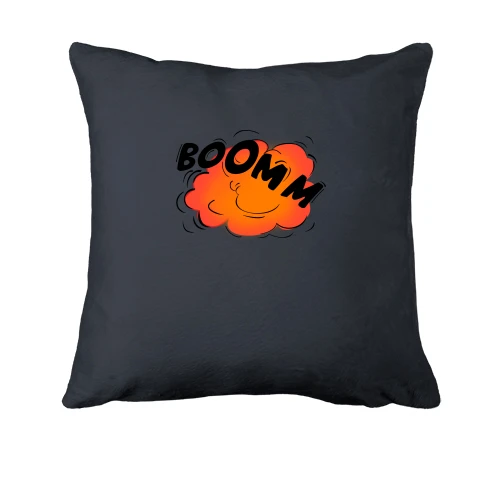 Подушка, Сірий, з написом "BOOM"