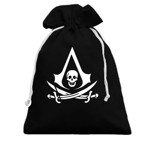 Подарочный мешочек, Черный, с лого Assassin’s Creed 4