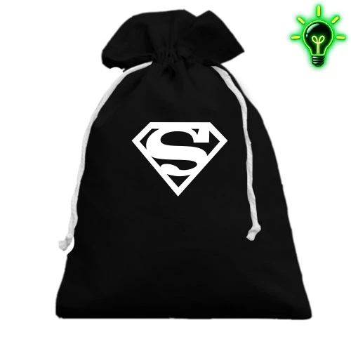 Подарунковий мішечок, чорний, Superman (glow)