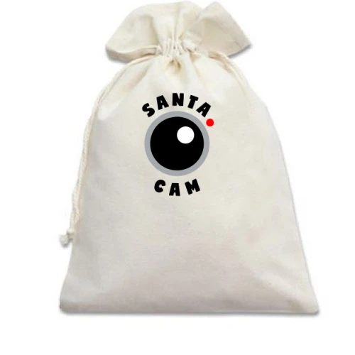 Подарочный мешочек, Белый, "Santa cam"