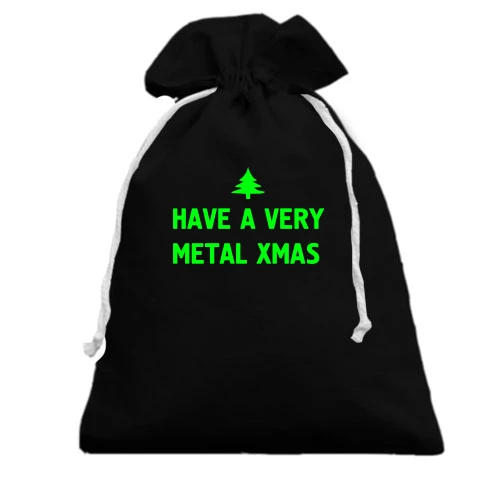 Подарунковий мішечок, Чорний, c написом "have a very metal xmas"
