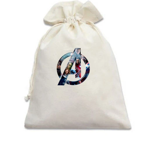 Подарочный мешочек, Белый, с Мстителями (Avengers)