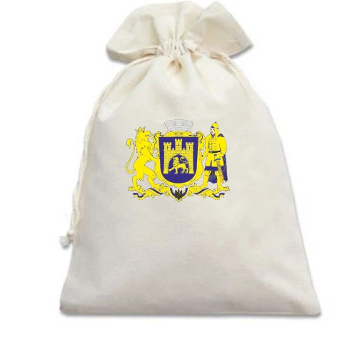 Подарунковий мішечок, білий, Герб міста Львів