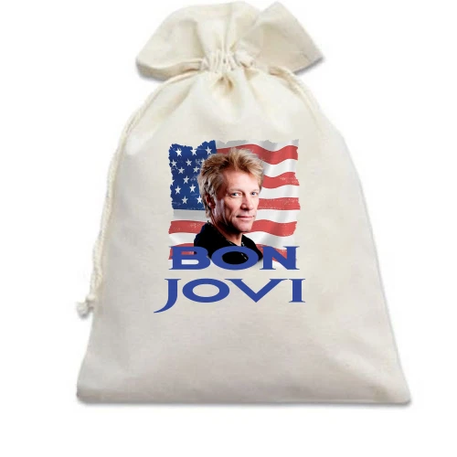 Подарочный мешочек, Белый, Bon Jovi с флагом