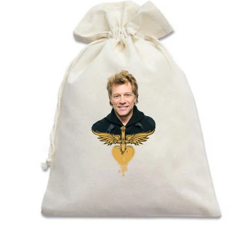 Подарочный мешочек, Белый, Bon Jovi с лого