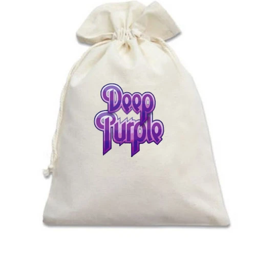 Подарочный мешочек, Белый, Deep Purple (фиолетовый логотип)